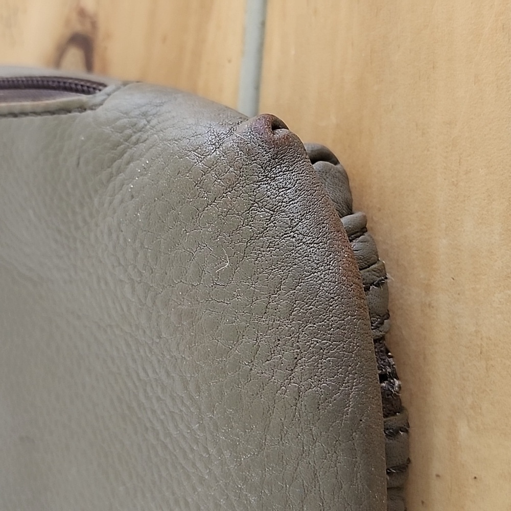 Fossil Morgan Pebbled Leather Traveler Crossbody Bag Purse Satchel Grey Green - Picture 11 of 12